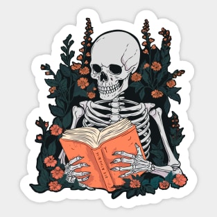 Book Aesthetic Skeleton, Reading til death. Sticker